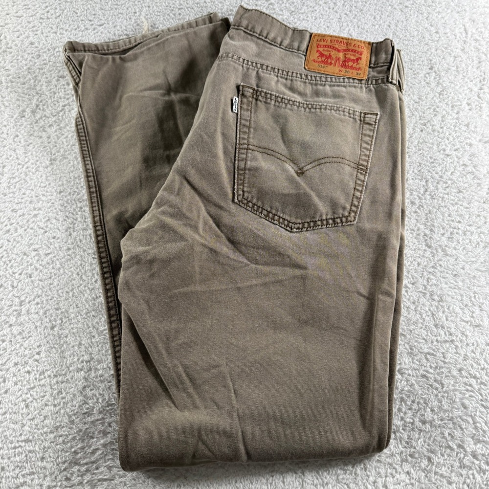 Levi 514 Straight Pants Mens 36x32 Khaki Brown Good Canvas Workwear 3036